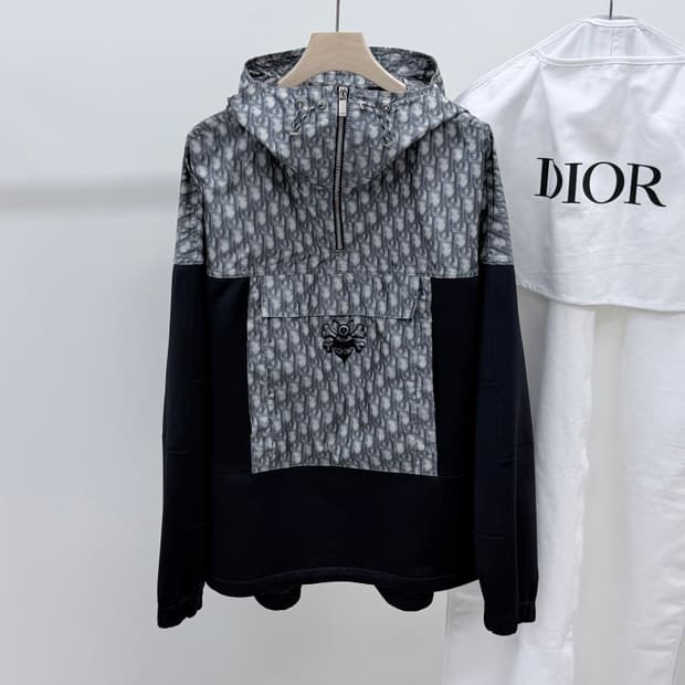 [S+급/2XL] 디올 x 스투시 오블리크 후드 아노락 자켓 블랙