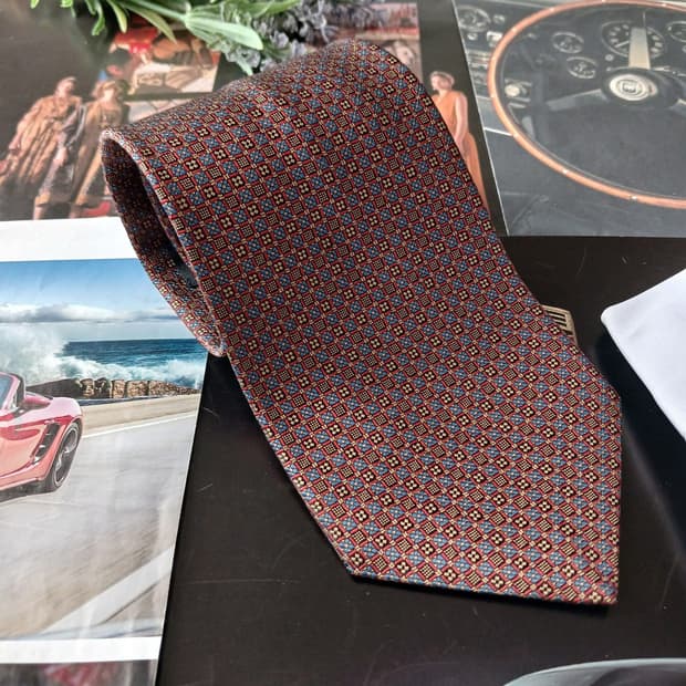 짐톰슨 실크 브라운 다이아몬드패턴 넥타이 9.6cm A+등급 A18817