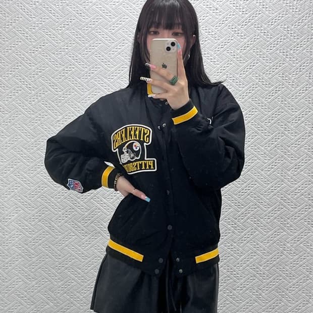 NFL 피츠버그 스틸러스 올드스쿨 레트로 펑크 바시티자켓 S C12988