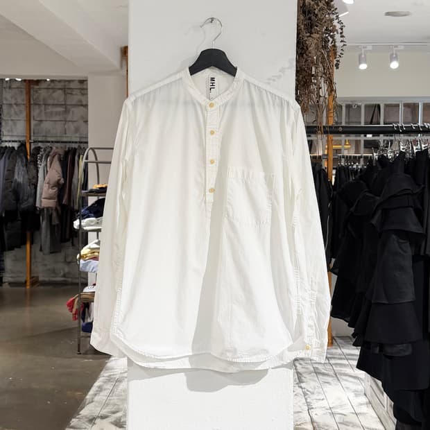 mhl 마가렛 호웰 화이트 헨리넥 셔츠