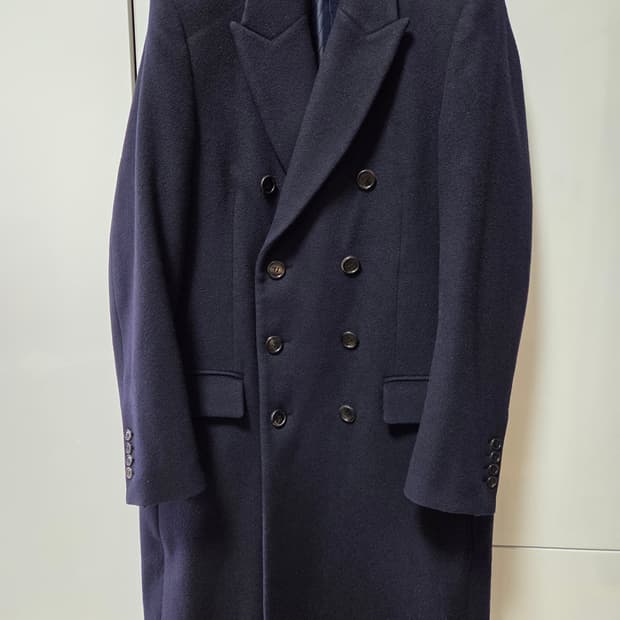 솔리드옴므 네이비 더블 브레스티드 코트