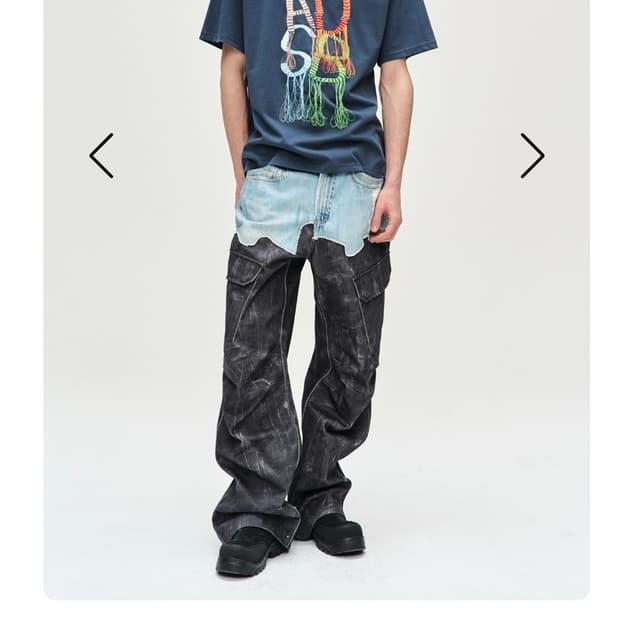 앤더슨벨 포 데님 레더 프린티드 카고 팬츠 29