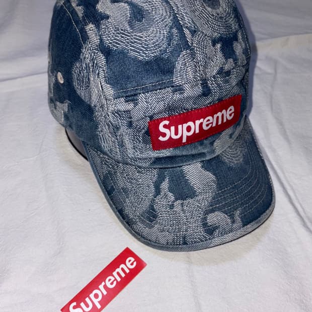 슈프림 플레임 자카드 데님 캠프캡