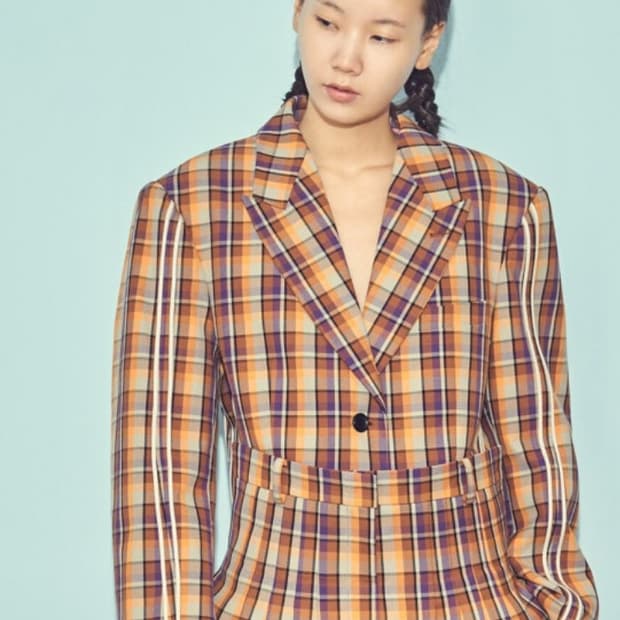 푸쉬버튼 유니크 BINDING체크자켓