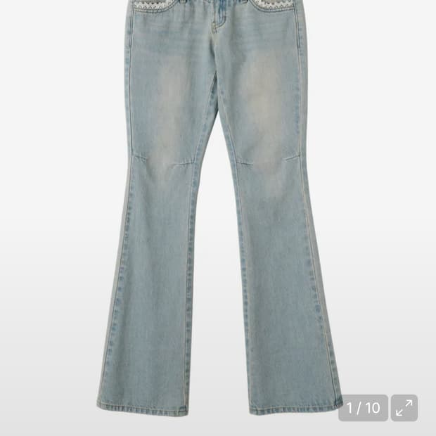 스컬프터 더블 웨이스트 부츠컷 데님 빈티지 아이스 xs