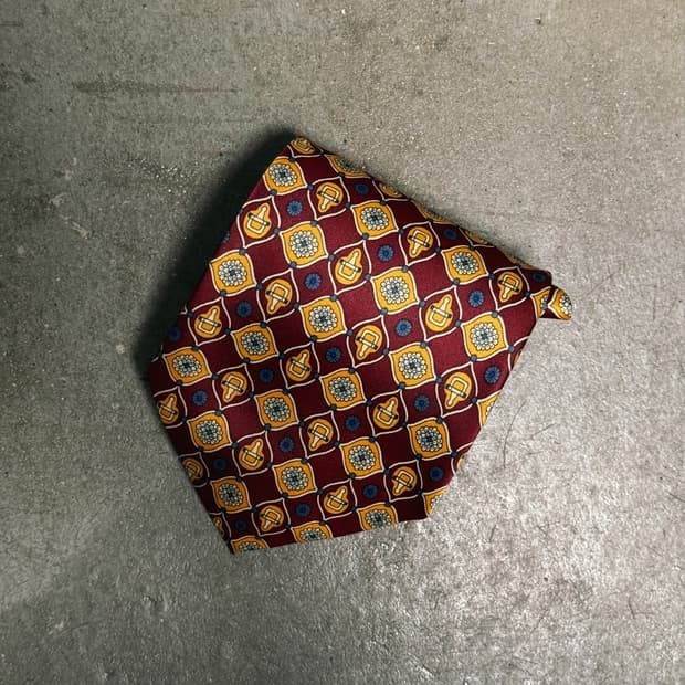 90‘s Rene Chagal 플라워 패턴 명주 실크타이