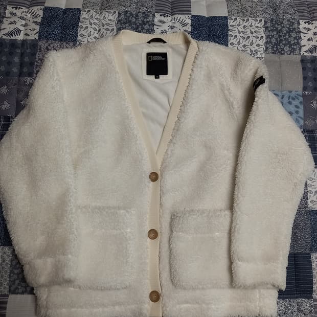 내쇼널지오그래픽 여성 뽀글이 가디건  아이보리   xs(실용90~95)