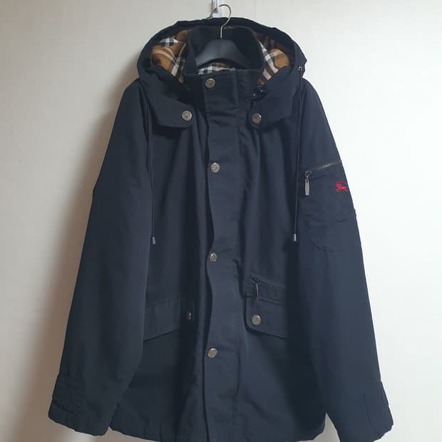 🖤 버버리 후드 자켓 블랙 체크안감 XL