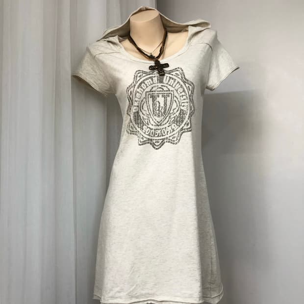 oatmeal printed hoodie one piece