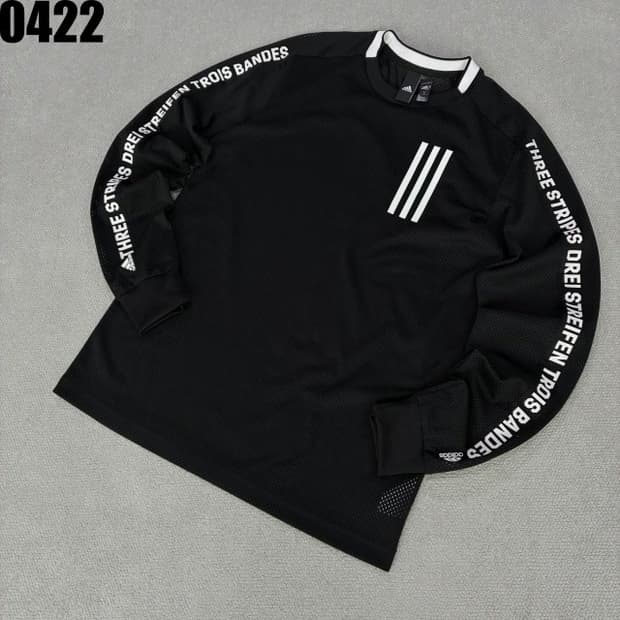 아디다스 삼선 블랙 메시 롱슬리브 m