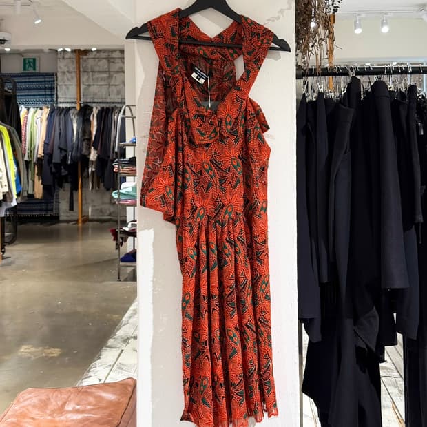 준야 와타나베 레드 레이스 자수 원피스