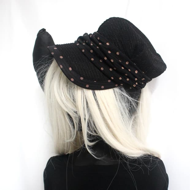 Dot shirring ribbon strap loose cap