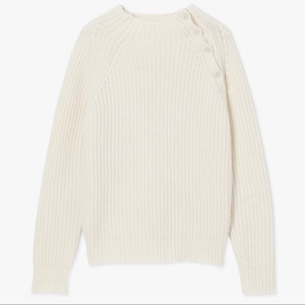 파브레가 메리노 울 사이드 버튼 니트 크림 2