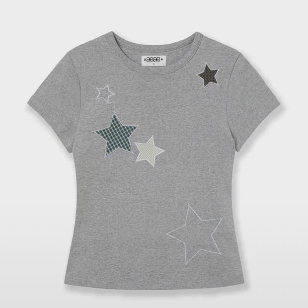 AEAE CHECK STAR TEE 체크 스타 티