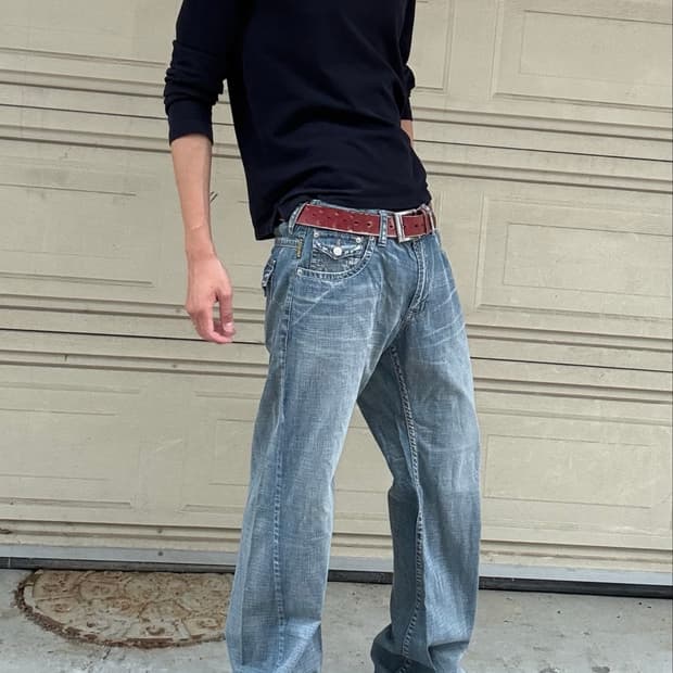 00s Armani big letter wide jeans