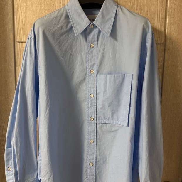 솔리드옴므 오버핏 블루 셔츠