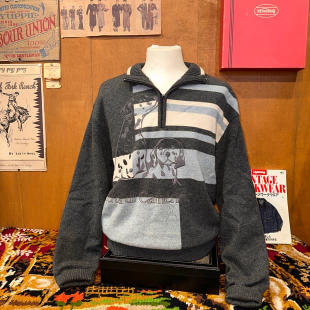 ( L-XL ) 빈티지니트 반집업니트 아메카지 남자니트 여자니트