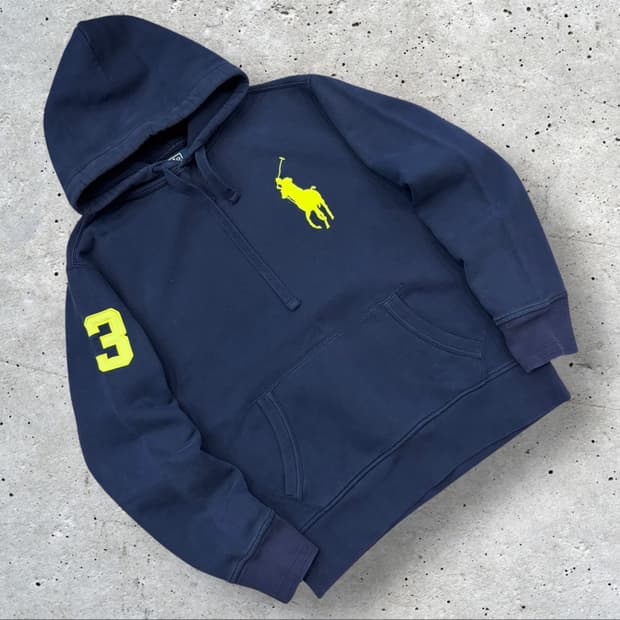 [L] 폴로 랄프로렌 네이비 후드티 3 형광 빅포니 C297