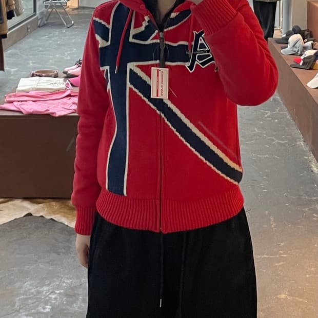 에스크 성조기 니트 후드집업 H1940