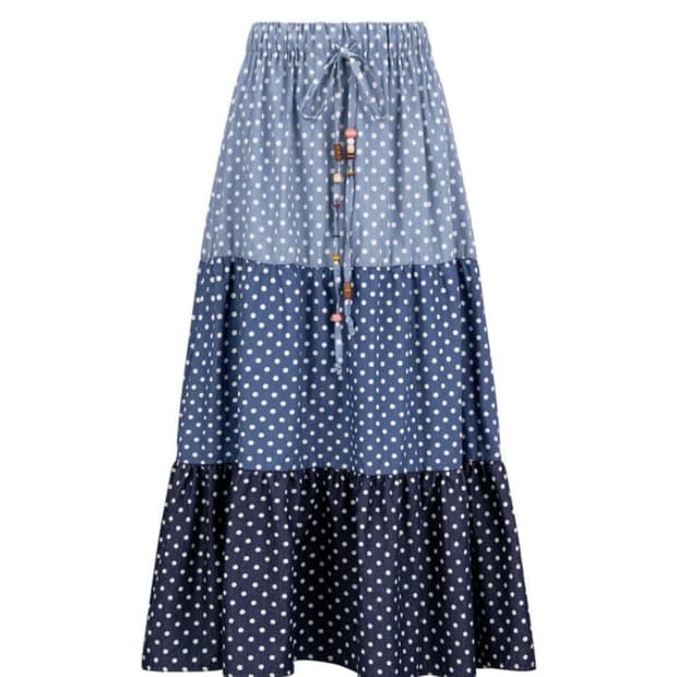 [F.E.E.S] dot denim tiered skirt 1회착용