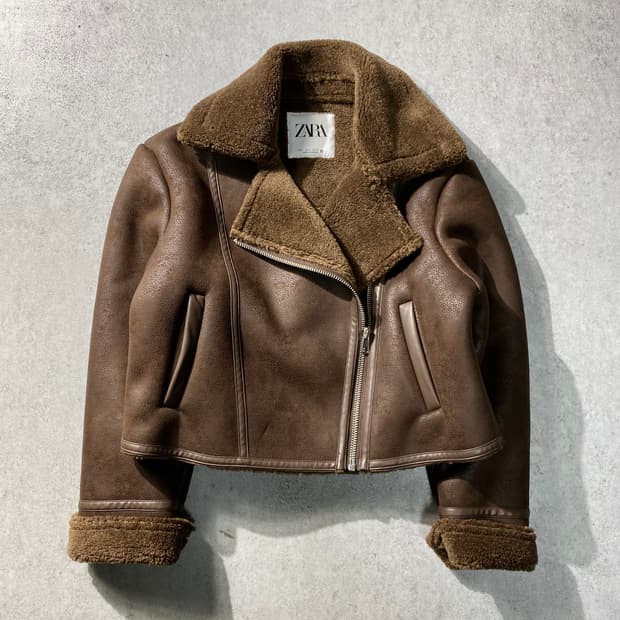 [S] ZARA 자라 브라운 크롭 무스탕 자켓
