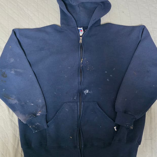 [XXL] 90s 러셀 애슬레틱 후드집업 네이비 하드페인팅 ver. 17