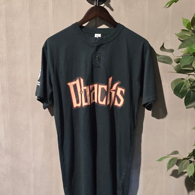 D'backs 빈티지 반팔 헨리넥 티셔츠