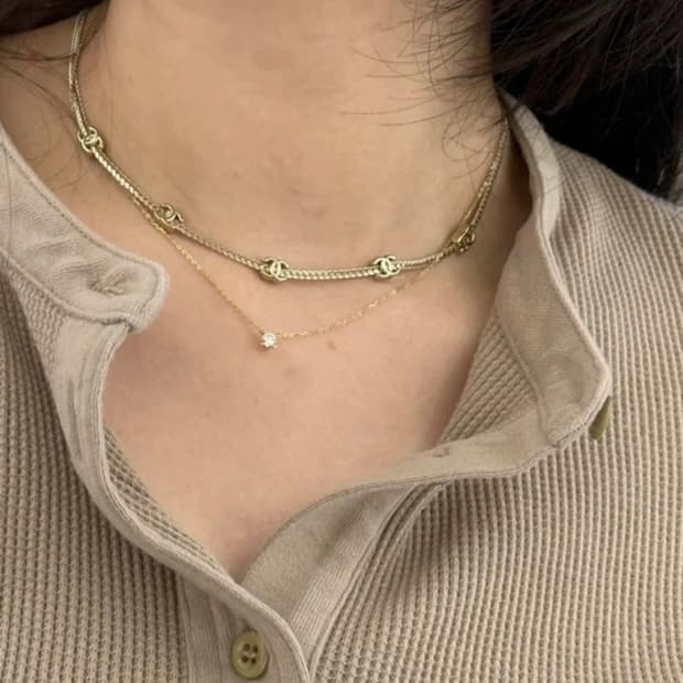 샤넬 커스텀 주얼리 초커 목걸이 샴페인 골드