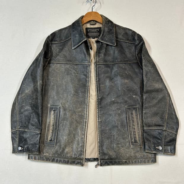 L) 지오다노 빈티지 에이징 소가죽 레더 자켓