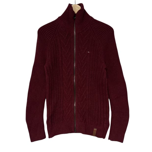 타미힐피거 스몰로고 케이블니트집업