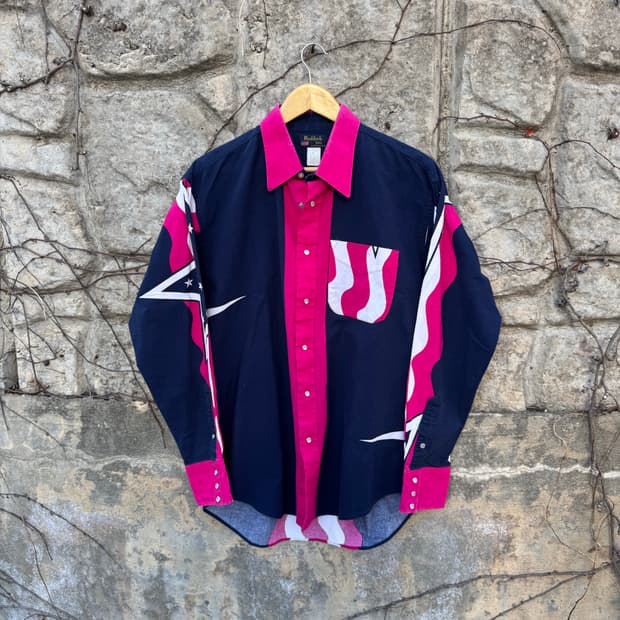 80s ruddock bros 빈티지 프린팅 웨스턴 셔츠