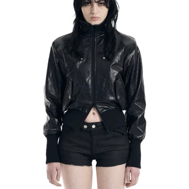 보헤미안서울 보헴서 리벳 포인트 밴딩 점퍼 레더 자켓