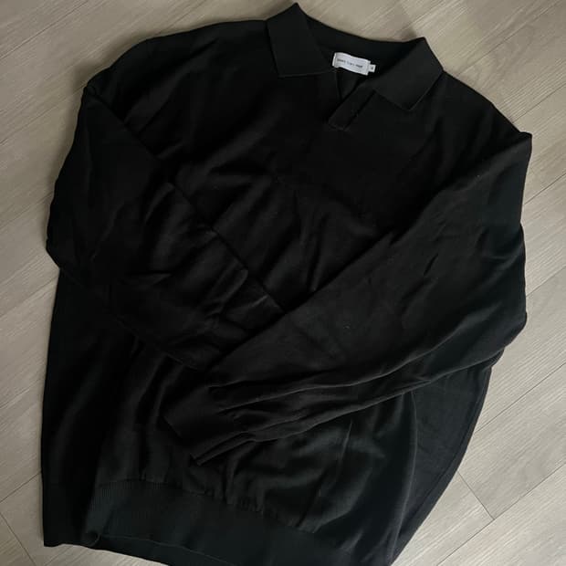 스테디에브리웨어 코튼 오픈 칼라 니트 블랙 4사이즈