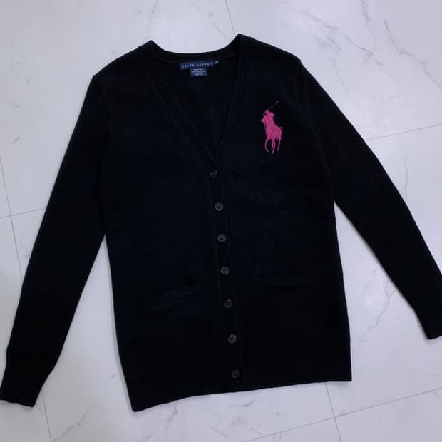 폴로 핑크빅포니 울앙고라 가디건