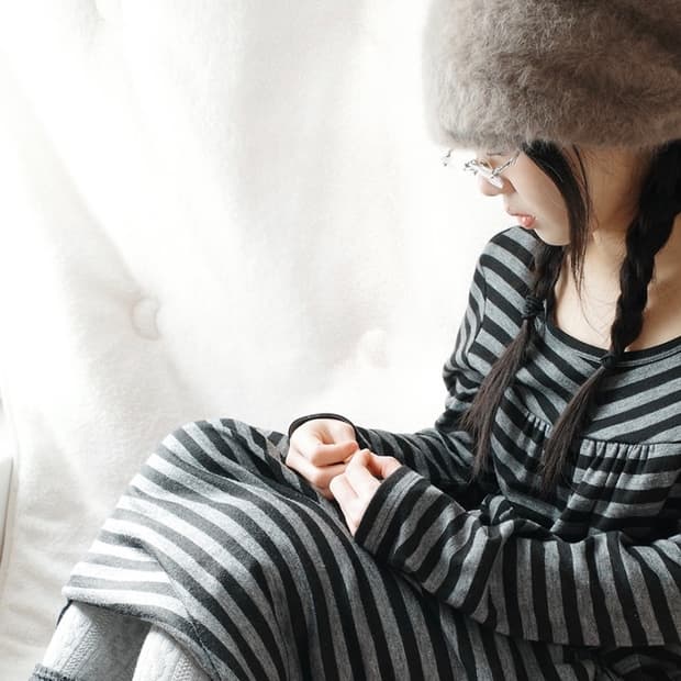stripe comme des garcons dress