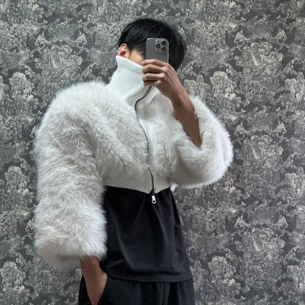 하이넥 퍼 투웨이 니트 집업