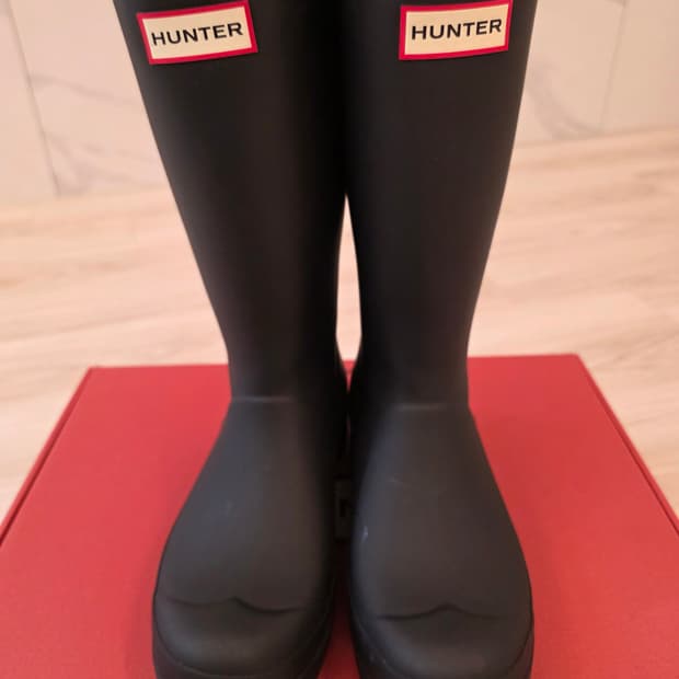 헌터 우먼스 플레이 톨 레인부츠 블랙 240