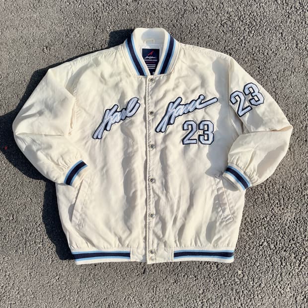 착샷o 90s 칼카니 대대장 화이트 올드스쿨 바시티 스타디움 자켓 XL