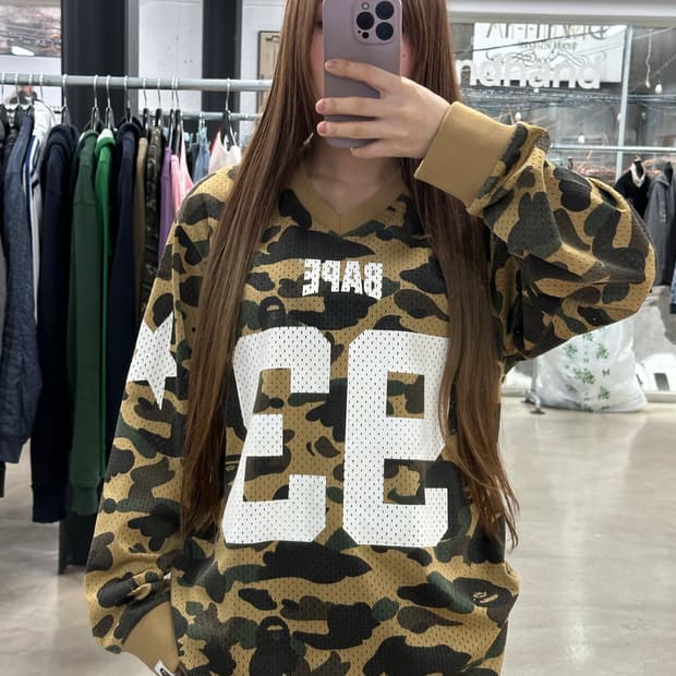 베이프 1st camo 스타 풋볼 롱슬리브져지
