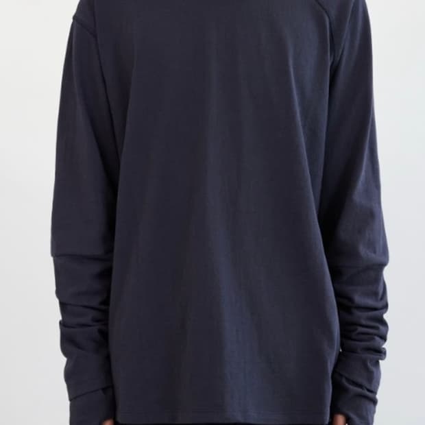해칭룸 double sleeve tee blue chacoal