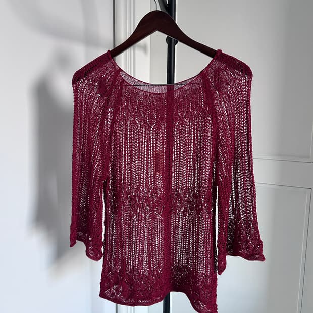 Red Crochet Knit  Top / 빈티지 크로셰 니트
