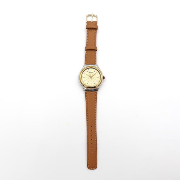 SWATCH 빈티지 스와치 컬렉션 레더 손목시계 