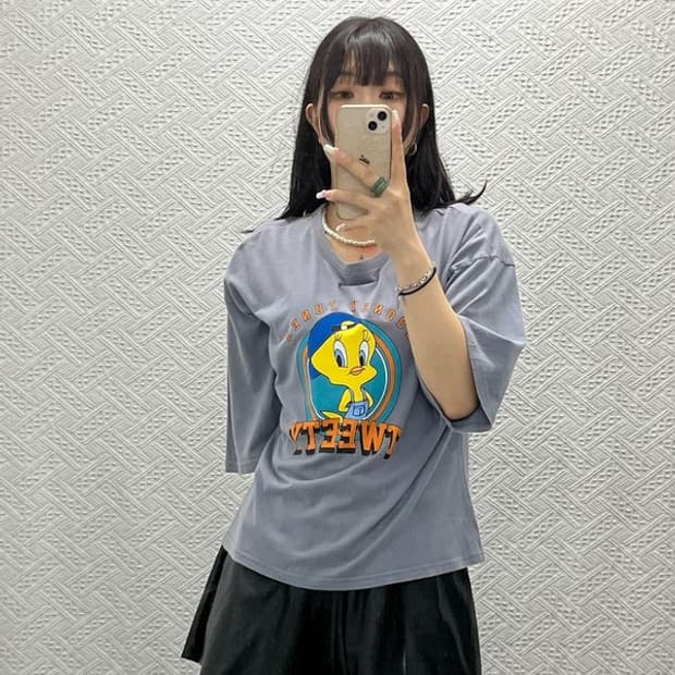 루니툰즈 레트로 희귀 90's 트위티 프린팅 반팔티 M C13628