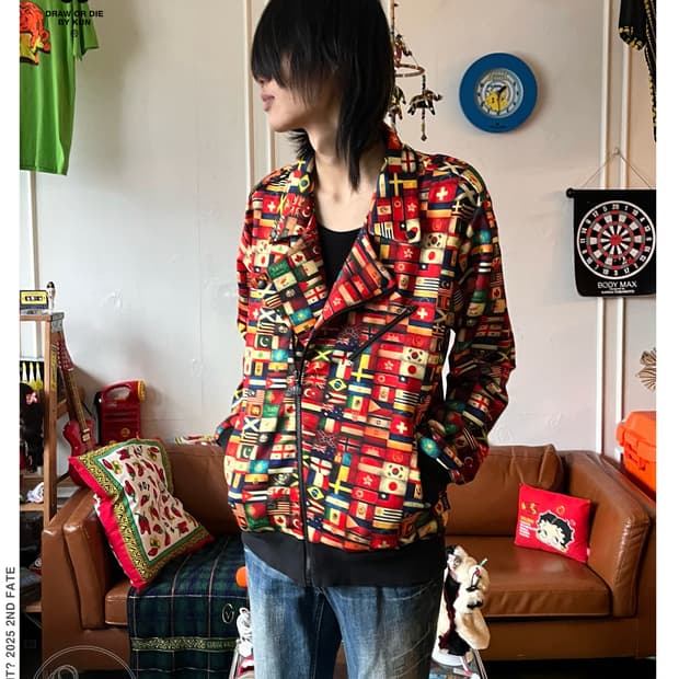 SAKUN Skull Mixed Flag Pattern Rider JK