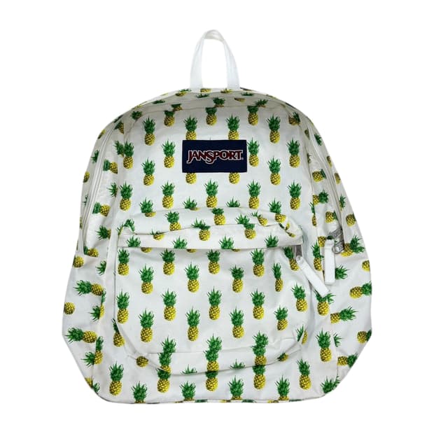 잔스포츠 빈티지 파인애플 패턴 슈퍼브레이크 백팩 가방 화이트