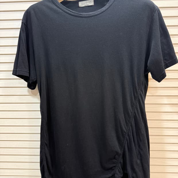 요지 야마모토 사선절개 주름 반팔티