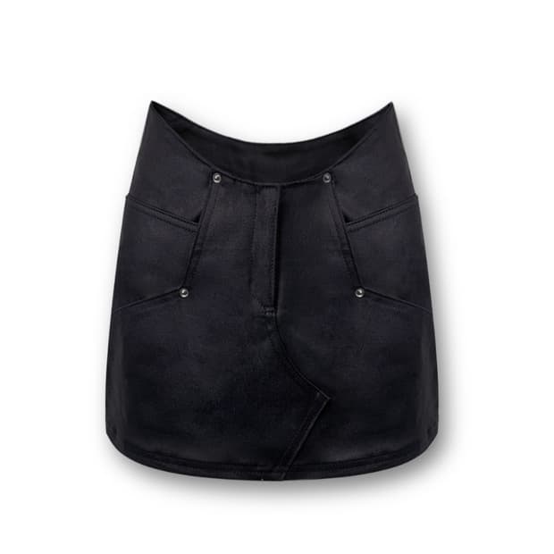 0104 S/NO.5 CURVED WAIST MINI SKIRT 