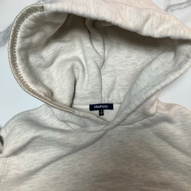 매드해피 클래식 후디 크롭 오트밀 후드티 맨투맨