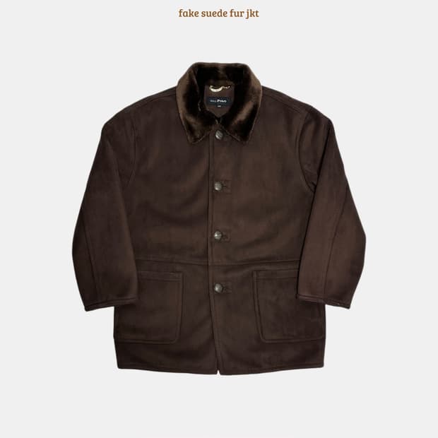 마르코폴로 marco polo 인조 스웨이드 퍼 카라 자켓