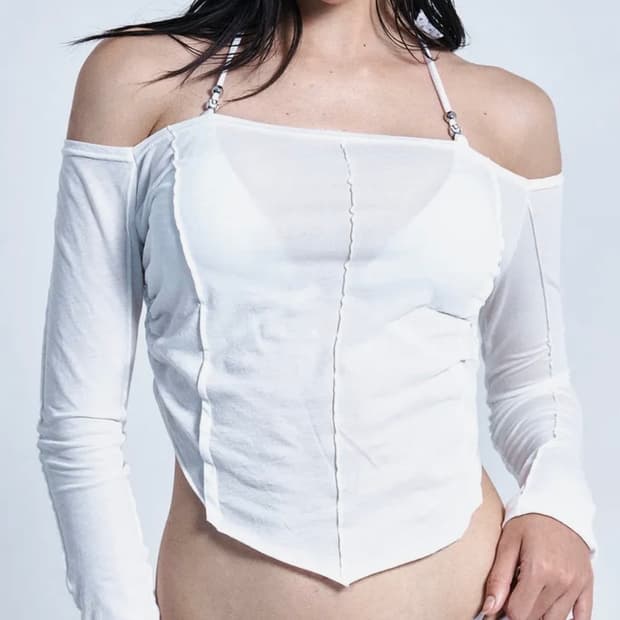 플노팔 New Kylie Off-Shoulder Shirring Top